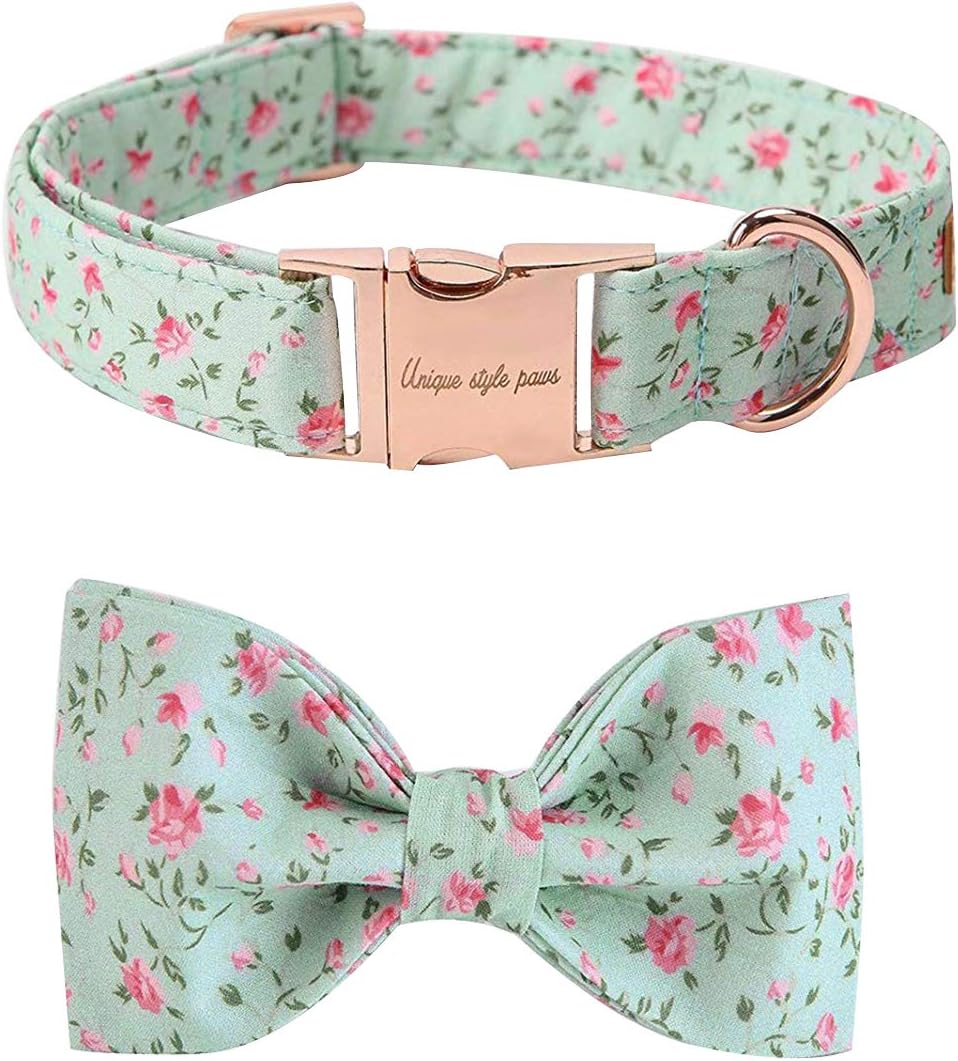 Unique style paws Dog Collar with Detachable Bow tie, Adjustable Dog Collars with Bow for Small Medium Large Dogs or Cats XXS-XL