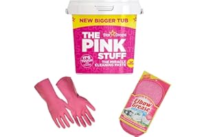 NELLIEBELLIE Pinkstuff Paste, The Pink Stuff Scrubber Kit, with Pink Elbow Grease Scrubber pad and Pink Durable Gloves - The pink stuff cleaning products Bundle.