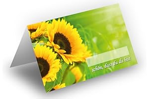 BRIEFUMSCHLÄGE24PLUS 25 Tischkarten (Sonnenblumen) UV-Lack glänzend - für Hochzeit, Geburtstag, Taufe, Kommunion, Firmung, Jubiläum als liebevolle Tischdekoration!Format 8,5 x 11,2 cm
