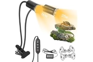CARSEATTY Schildkröte Wärmelampe,Doppelende Wärmelampe Schildkröten mit Einzelsteuerungsfunktion, Reptilien Lampe 25W 50W Glühbirnen und Thermometer, E27 Wärmelampe Terrarium für Schildkröte, Schlange, Eidechse