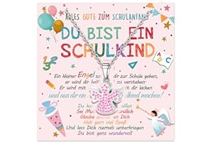 Humairc Einschulung Geschenk Jungen Mädchen Schutzengel Halskette 2025 Schulkind Schultüte Füllung Schutzengel Geschenk Schulanfang Glücksbringer Plus Grußkarte Geschenkbox