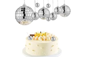 BINYI Boule à Facettes Disco Boule à Facette Miroir à Suspendre Disco Ball Argent Boule de Pailletée Réfléchissante Décoration pour Disco Fever Années 70 Fête Carnaval Sapin De Noël 11 Pcs