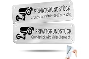 ‎SINMAO SINMAO 15×5cm/2 Stück Privatgrundstück Warnhinweis/Grundstück wird Videoüberwacht Aufkleber/Aluminium Schilder Kameraüberwachung-Wasserfester-Aufkleber