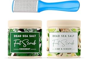 CalmGenix Coconut & Ginger Lime Foot Scrub Kit with File | Exfoliating Pampering Pedicure Set for Women & Men