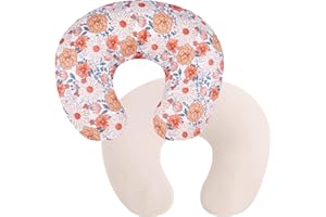 Winmany Confezione da 2 federe rimovibili per cuscino per allattamento al seno, per ragazzi e ragazze, comode, traspiranti e lavabili, 52,5 x 45,7 cm (fiore giallo + beige)