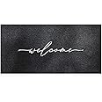 MHYTTFE Welcome Mats for Front Door Extra Large 120 x 45 cm Outdoor with Durable Non Slip Rubber Backing Ultra Absorb Mud Easy Clean Indoor Door Mat for Entrance Heavy Duty Doormat Black