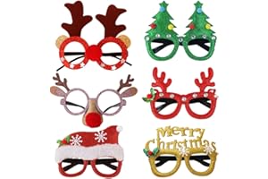Ceqiny Weihnachtsbrillen Set, 6 Stück Weihnachten Brille, Weihnachten Foto Requisiten für Kinder Erwachsene, für Weihnachten Neujahr festlichen Urlaub Party Supplies