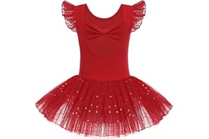 Arshiner Abbigliamento da Balletto per Bambini, Abito da Balletto per Ragazze, Body da Balletto a Maniche Corte, tutù, Abito da Ballo, Abiti da Ballerina con Gonna tutù, 2-10 Anni