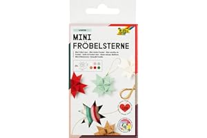 folia 1299 - Tiras de papel para estrellas MINI Fröbel, 100 tiras, 25 estrellas, surtidas en colores navideños