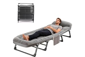 LASIEYO 6-Position Adjustable Folding Camping Cot For Adult,200*66cm SunLounger with Side Dust Bag Heavy-Duty Thickened Mattress,Velour Garden Chairs For Travel,Camp,Office (Thickened velvet，200*66cm)