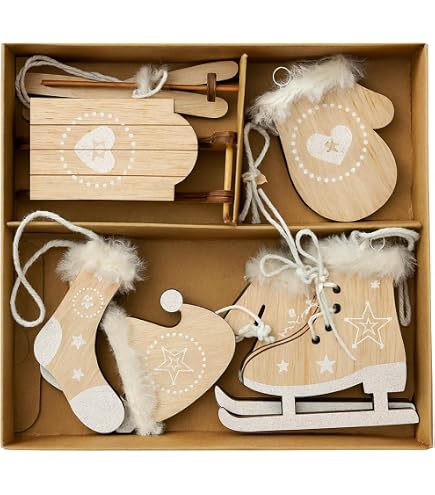Seamart 24 Ornements De Noël En Bois – Kit Bricolage Sapin – Peinture Et Déco – 6-8 Cm – Cadeau Enfant