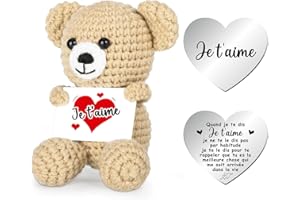 SPRINLOT Mini Ours Je t'aime Cadeaux, Cadeaux pour Femmes Anniversaire, Poupée Ours avec Carte Pièces Amour, Pocket Hug Ours, kaki Cadeau Romantique pour Femme Sa Copine Anniversaire Mariage Saint Valentin