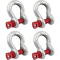 4 Manilles à Anneau D VEVOR - 16 Mm - Acier Allié - Résistance 13 T - Pour Remorquage 4x4, VTT, Jeep