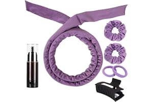 ALILEADER 7 PCS Heatless Curlers Headband Set, Velour Heatless Curls, Soft and Comfortable Heatless Hair Curlers, Hair Curlers No Heat for Hair DIY (Purple, 7Pcs)