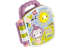 Fisher-Price Baby Toy Purple Monkey Musical Storybook with Lights & Sounds for Infants & Toddlers Ages 6+ Months, JFC75