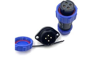 BAYZCONN SP21 Series 4 Pin Waterproof Plug, Female and Female Aviation Plug, 2 Hole Flange Panel Installation, Welded Industrial Plug for Aviation and Industrial Equipment