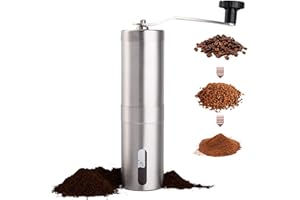 PARACITY Kaffeemühle Manuell Edelstahl Kaffeemühle Keramikmahlwerk Für Aeropress, Filterkaffee, Espresso, French Press, Turkey Brew, Kaffeegeschenk