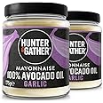 Hunter & Gather Garlic Avocado Oil Mayonnaise 2 x 175g | Seed Oil Free I Made with Pure Avocado Oil & British Free Range Egg Yolk | Paleo, Keto, Sugar and Gluten Free Avocado Mayo