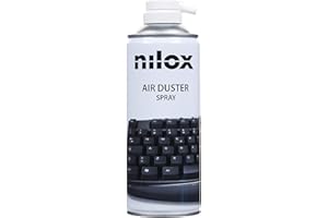 Nilox, Spray Aria Compressa, Bomboletta Spray ad Aria Compressa per la Pulizia di Notebook, Stampanti e Device, con Cannuccia per Pulizia Precisa e Delicata, Senza Residui, Formato 400 ml