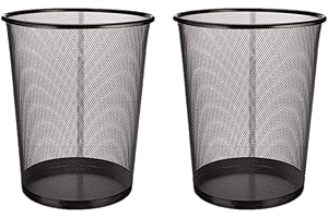 EUROXANTY® Cestino per la carta | 28 x 26 cm | Pattumiera nera circolare | Cestino carta ufficio | In rete | Griglia metallica | 12 L | Pack 2 unità