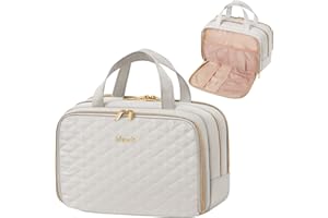 Lifewit Neceser Viaje Portátiles para Mujer, Maquillaje Organizador para Artículos Aseo de Tamaño Completo, Bolsas Almacenamiento Multifuncional, Bolsa Cosméticos Niñas de Esenciales, 10L, Gris Claro