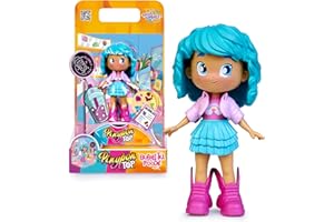 Pinypon TOP Bubble Tea Girl, Chica TOP con Temática Té de Burbujas, Figura Articulada de Brazos y Piernas, Doble Cara y Ropa y Zapatos Intercambiables, Sobre con Accesorios, +4 años, Famosa (PNN01300)