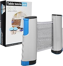 Dalephoric Red de Ping Pong Retráctil, Red de Tenis de Mesa, Red de Ping Pong Portátil para Exterior e Interior, Extensible hasta 170 cm, para Escritorio de Oficina, Mesa de Comedor, Azul Grisáceo