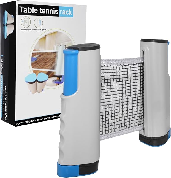 Dalephoric Red de Ping Pong Retráctil, Red de Tenis de Mesa, Red de Ping Pong Portátil para Exterior e Interior, Extensible hasta 170 cm, para Escritorio de Oficina, Mesa de Comedor, Azul Grisáceo - 1