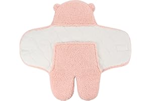 FUNUPUP Baby Swaddle Blanket Fleece Baby Swaddle Wrap Newborn Baby Clothes for Travel Strollers, Prams and Car Seats (Pink)