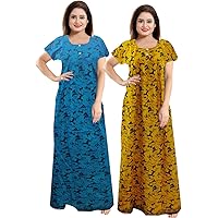 Generic Women's Cotton Night Dress/Gown/Nighty In Multi Colored (Pack Of 02 Pcs)