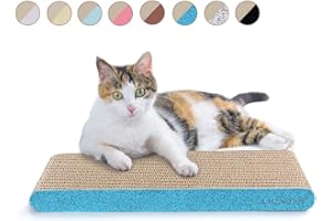 AMZNOVA Cat Scratching Pad, Cat Scratcher Cardboard, Scratch Lounge with Catnip, Narrow, Glitter Blue