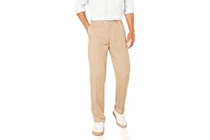 Amazon Essentials Hombre Pantalón de Vestir con Parte Delantera Plana con Cintura Expandible de Corte Clásico
