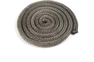Tätningsrep för Kamin och Ugns 15mm x 2,5m, Robust Grafitimpregnerad Tätnings Packning i Glasfiber Byte Packning av Vedspisdörr för Eldstäder Vedeldade Spisar