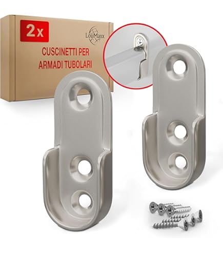 GHPKOTW 6 Pezzi Supporto Tubo Armadio, Bastone Armadio Appendiabiti Accessori Armadio Interno, Supporto per Asta Appendiabiti per L'Estremità Dell'Asta Binario Per Tende e Armadi