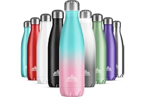 Mont-Clair Trinkflasche Edelstahl - Thermosflasche - BPA-freie - Water Bottle, Edelstahl trinkflasche 500ml - 24h Kalt & 12h Warm - Trinkflasche Auslaufsicher - Thermos Trinkflasche - Cyan & Rosa