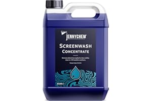JENNYCHEM INDUSTRIAL CHEMICALS Jennychem Regular Concentrated Screenwash 5L. Screen Wash Concentrate Antifreeze Works In Winter Weather Up To -12°C. Anti-Smear. Can be Diluted To Suit All Seasons