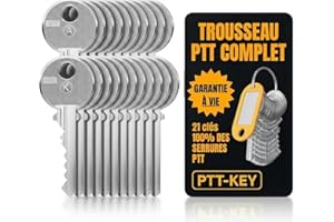 PTT-KEY PTT KEY®| Trousseau PTT complet - 21 clés pour serrures boîtes aux lettres et entrées d'immeuble normalisées La Poste.