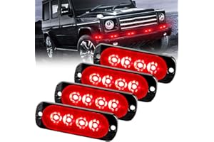 Sidaqi Feux Stroboscopique Urgent Avertissement Flash Danger Lampe d'avertissement 4 LED Rouge pour Véhicule Camion Remorque 12-24V (4pcs)