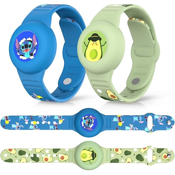 2 Pièces Bracelet Étanché Pour AirTag Enfant – Silicone Souple Réglable Anti-Perte, Bleu Et Noir – Idéal Pour Suivi GPS Des Enfants