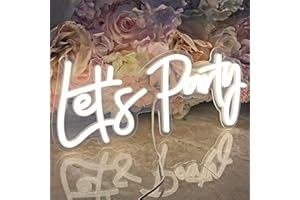 Lotvic Néon LED Let's Party, Enseigne Lumineuse au Néon LED, Enseignes Lumineuses Décorations Murales, Rose LED Mot Lumière Signe Néons, LED Néon Signe Veilleuse pour Mur Fête Décor, Bar, Chambre