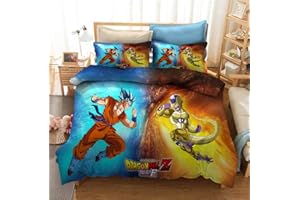 GDGM Juego de funda de edredón y funda de almohada con diseño 3D Dragon Ball Z Goku, funda nórdica de microfibra con cremallera, juego de cama infantil (A05, 220 x 240 cm y 75 x 50 cm)