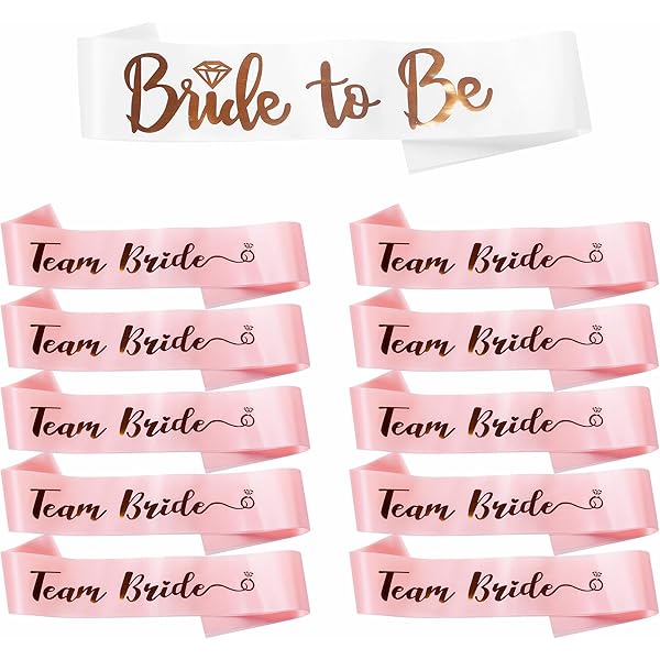 Set 8 Pezzi Per Addio Nubilato | Velo Sposa + Fasce Team Bride | Decorazione In Raso E Tulle - Foto 4