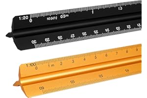 UMORISMO 2 Stück Dreikantmaßstab Scale Ruler, Alu Dreikantlineal, Maßstab Lineal, 30 cm Metrische Skalen -1:20:25:50:75:100:150, 1:100:200:250:300:400:500