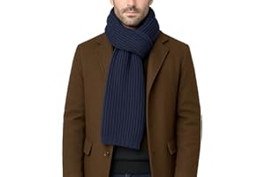 CLASSE77 - Sciarpa lavorata a maglia in lana - Stile maglia inglese a coste - Unisex - Artigianale, Made in Italy