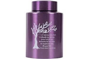 YOUDEAR MEMORIALS Tree of Life Medium Urns for Human Ashes, Angel Wings Small Keepsake Urns (Purple)