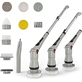 BUILDSKILL 8 in 1 Electric Spin Scrubber with LED Display | IPX6 Waterproof | 3 Speeds | 4 Angles | Telescopic SS Handle | 2.