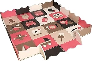 ASENME Tappetino puzzle in gommapiuma EVA per neonati Bambini 36 pezzi XL 145x145 cm (rosso)