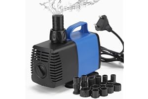 DBREAKS Teichpumpe Filterpumpe 4500L/H Wasserpumpe Bachlaufpumpe mit 5 Düse Aquariumpump für Springbrunnen Aquarium Pumpe 45W Springbrunnenpumpe Teich Fontänenpump