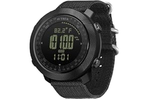 AVTREK Montres de Sport numériques pour Hommes, Montre Militaire avec Boussole, altimètre, podomètre et Montre Tactique rétroéclairée (Noir)