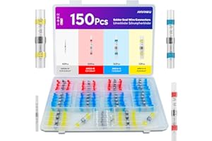 ANVINKU 150pcs Solder Seal Wire Connectors, Heat Shrink Connectors, 4 Types Waterproof Solder Joints Heat Shrink for Marine Vehicle Electrical Engineering